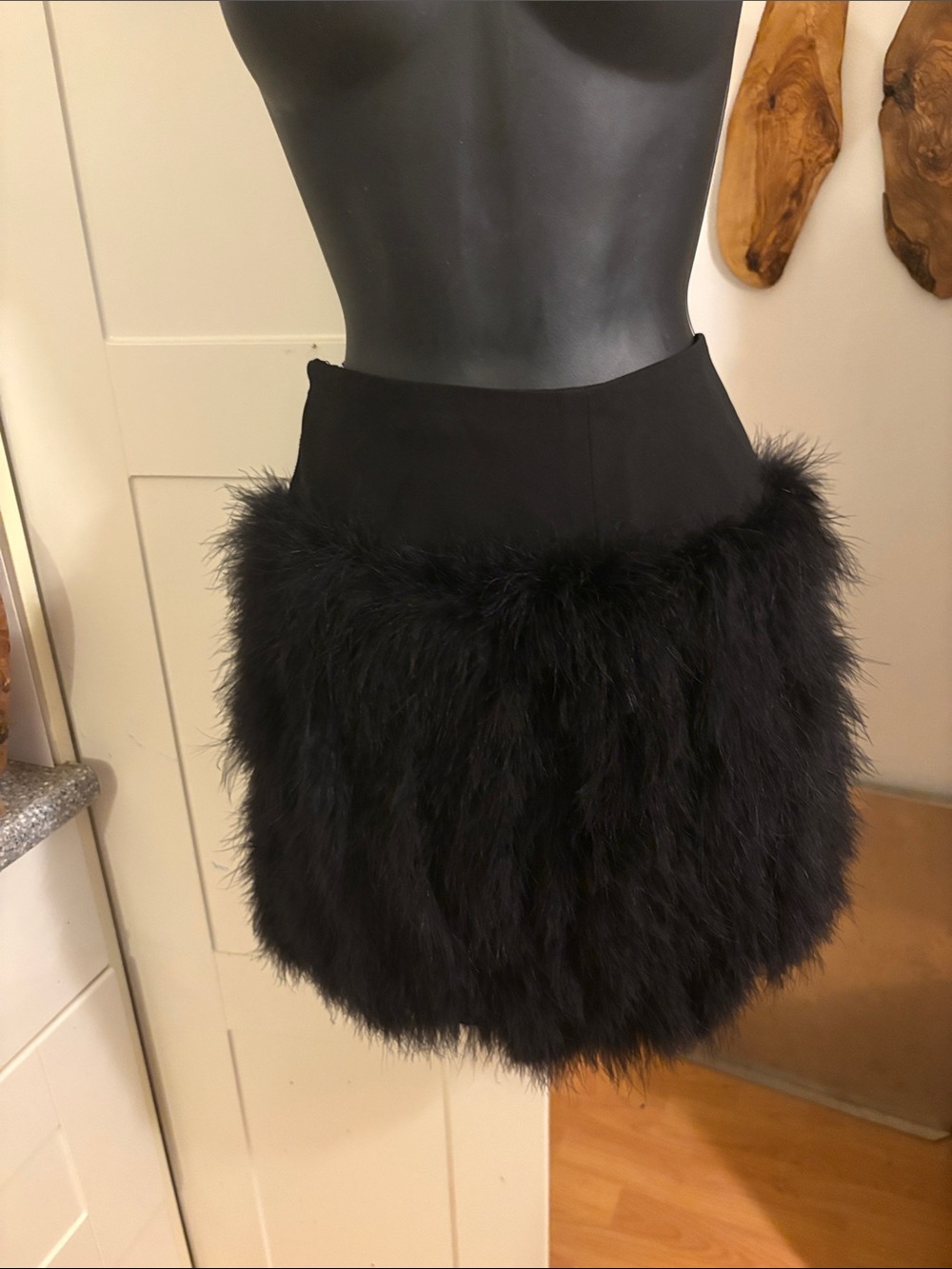 BCBG Max Azria Black Feather Mini Skirt